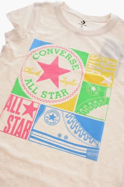 ALL STAR CHUCK TAYLOR T-shirt Girocollo con Stampa Glitter>Converse KIDS New