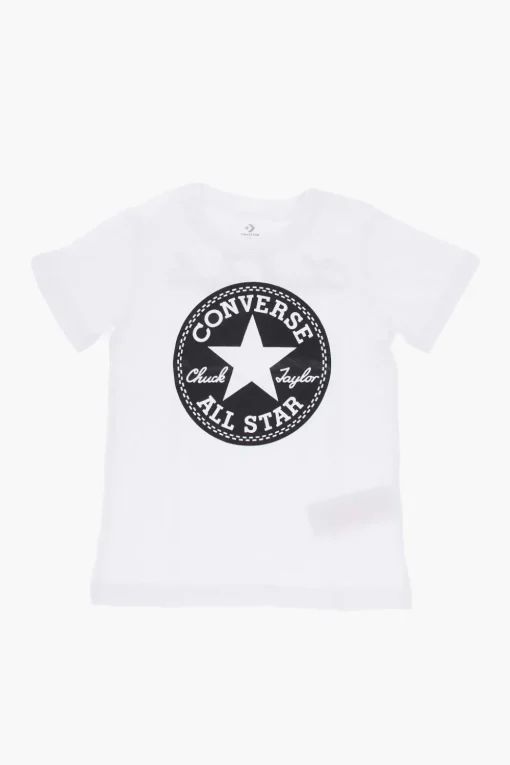 Discount ALL STAR CHUCK TAYLOR T-Shirt Girocollo in Tinta Unita con Maxi Logo a Contrasto Bambino Abbigliamento|Abbigliamento