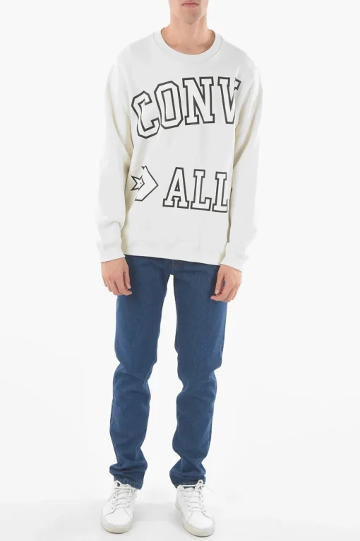 Clearance ALL STAR Felpa Girocollo con Maxi Stampa Logo Frontale Uomo Felpe