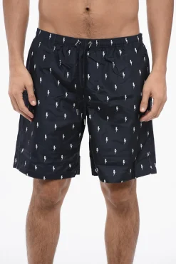 ALL-OVER MICRO BOLTS SWIM LONG SHORTS>Neil Barrett Best