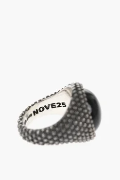 Anello Chevalier Ovale Puntinato con Pietra Onice></noscript>NOVE25 Outlet