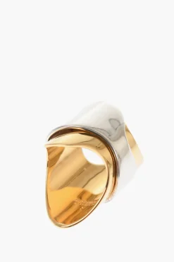 Hot Anello in Ottone Bicolore con Design Asimmetrico Donna Gioielli