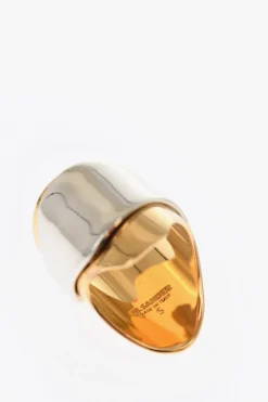 Hot Anello in Ottone Bicolore con Design Asimmetrico Donna Gioielli