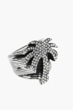 Sale Anello in Ottone con Palma Impreziosita da Strass Donna Gioielli