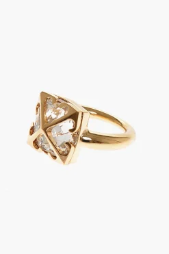 Anello in Ottone Dorato con Cristallo>Off-White Clearance