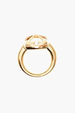 Anello in Ottone Dorato con Cristallo></noscript>Off-White Clearance