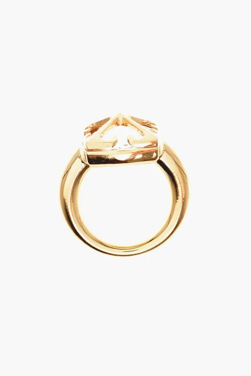 Anello in Ottone Dorato con Cristallo>Off-White Clearance