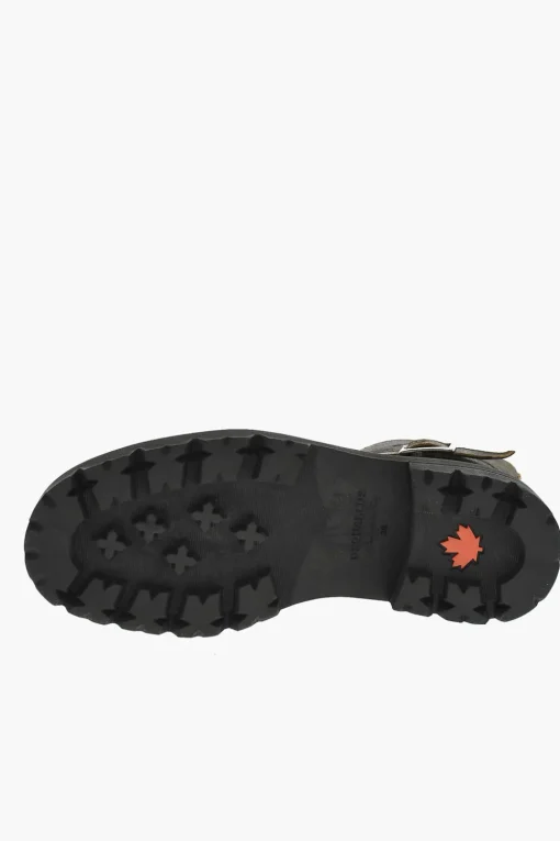 Anfibi In Pelle Effetto Vintage Con Fibbia>Dsquared2 Online