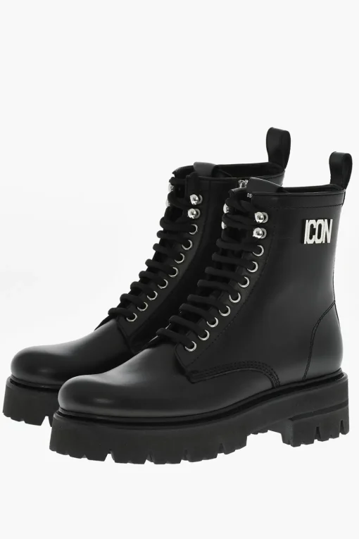 Anfibi In pelle ICON CLUBBING Con Zip Laterale>Dsquared2 Sale