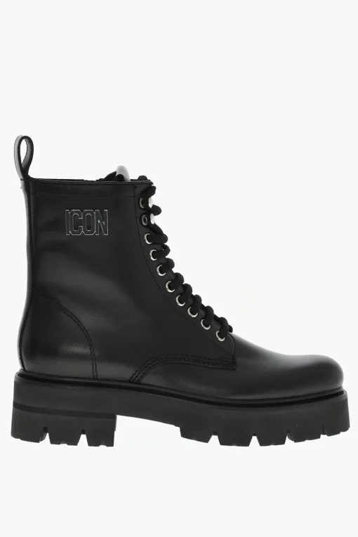 Anfibi In pelle ICON CLUBBING Con Zip Laterale>Dsquared2 Sale