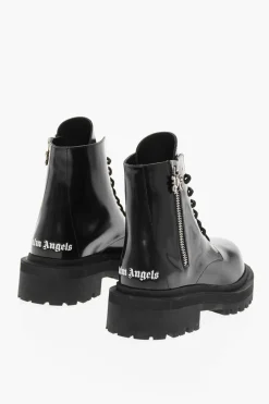 New Anfibi In Pelle Spazzolata Con Stampa Logo Donna Stivali