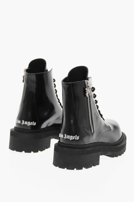 New Anfibi In Pelle Spazzolata Con Stampa Logo Donna Stivali