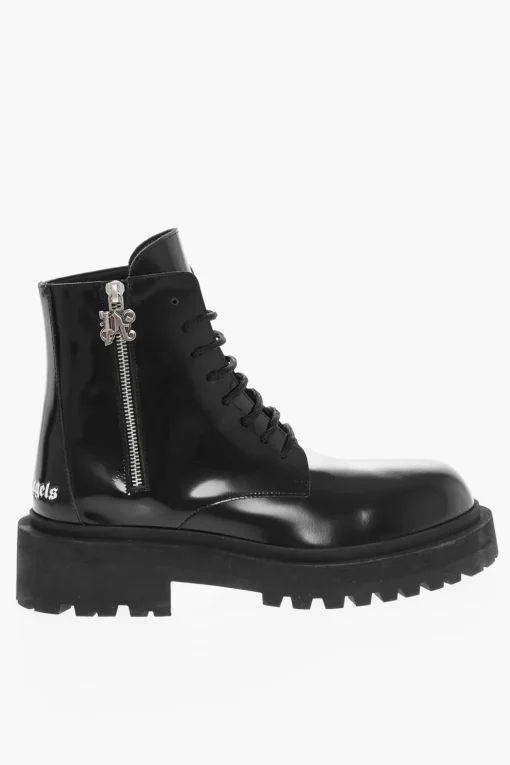 New Anfibi In Pelle Spazzolata Con Stampa Logo Donna Stivali