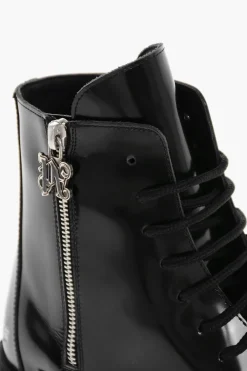 New Anfibi In Pelle Spazzolata Con Stampa Logo Donna Stivali