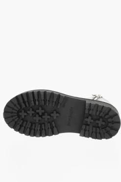 New Anfibi In Pelle Spazzolata Con Stampa Logo Donna Stivali