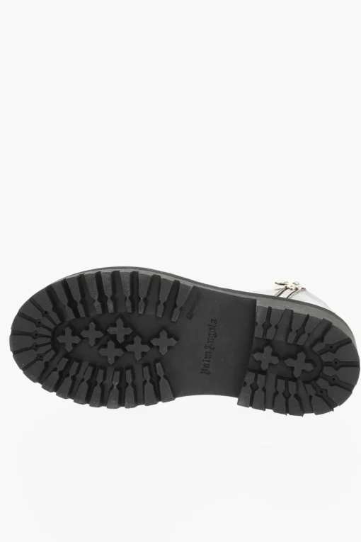 New Anfibi In Pelle Spazzolata Con Stampa Logo Donna Stivali