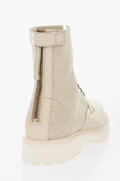 Discount Anfibi in Pelle Traforata con Zip Posteriore Donna Stivali