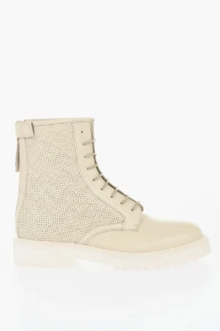 Discount Anfibi in Pelle Traforata con Zip Posteriore Donna Stivali