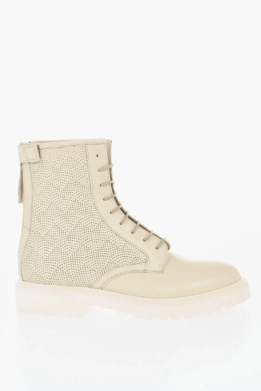 Discount Anfibi in Pelle Traforata con Zip Posteriore Donna Stivali