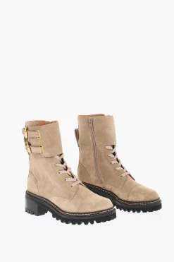 Fashion Anfibi In Suede Con Fibbie Donna Stivali