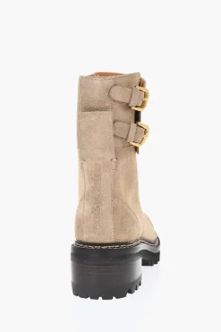 Fashion Anfibi In Suede Con Fibbie Donna Stivali