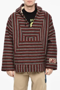 Anorak In Lana Motivo A Righe Imbottito Con Cappuccio>Dsquared2 Online