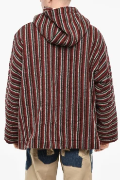 Anorak In Lana Motivo A Righe Imbottito Con Cappuccio>Dsquared2 Online