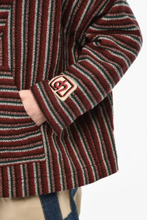 Anorak In Lana Motivo A Righe Imbottito Con Cappuccio>Dsquared2 Online