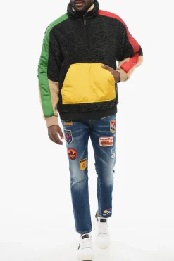 Anorak Sherpa RAIN PATCH con Dettagli in Nylon></noscript>Dsquared2 Fashion