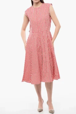 ARCHIVE Chemisier Midi in Cotone con Motivo Gingham>Woolrich Fashion