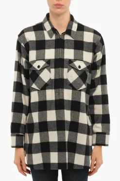Clearance ARCHIVE Overshirt POPOVER a Quadri Buffalo con Doppio Taschino e Mezza Zip Donna Camicie