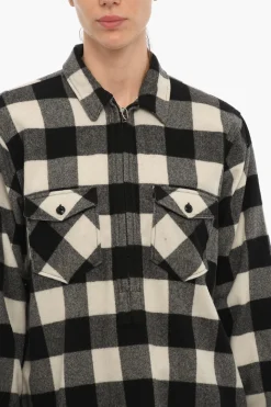 Clearance ARCHIVE Overshirt POPOVER a Quadri Buffalo con Doppio Taschino e Mezza Zip Donna Camicie