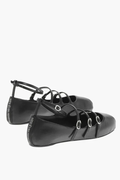 Ballerine in Pelle con Cinturini>Alexander McQueen Outlet