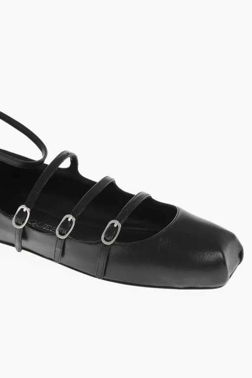 Ballerine in Pelle con Cinturini>Alexander McQueen Outlet
