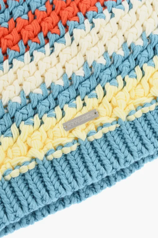 Outlet Beanie In Cotone Intrecciato Uomo Cappelli