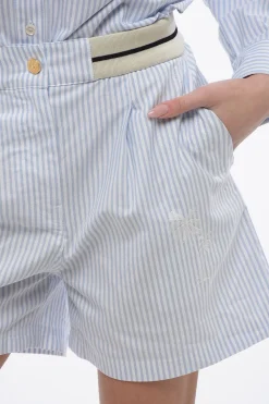 Sale Bermuda A Righe In Cotone Poplin Donna Pantaloni