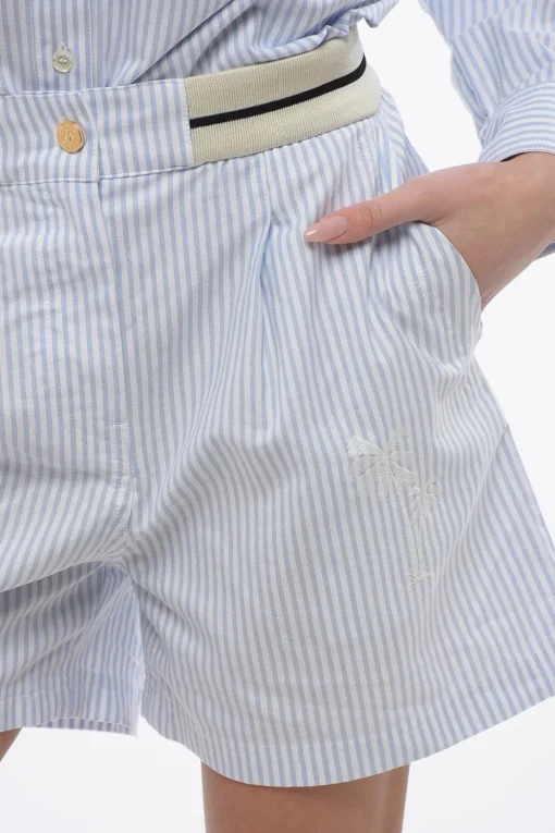 Sale Bermuda A Righe In Cotone Poplin Donna Pantaloni