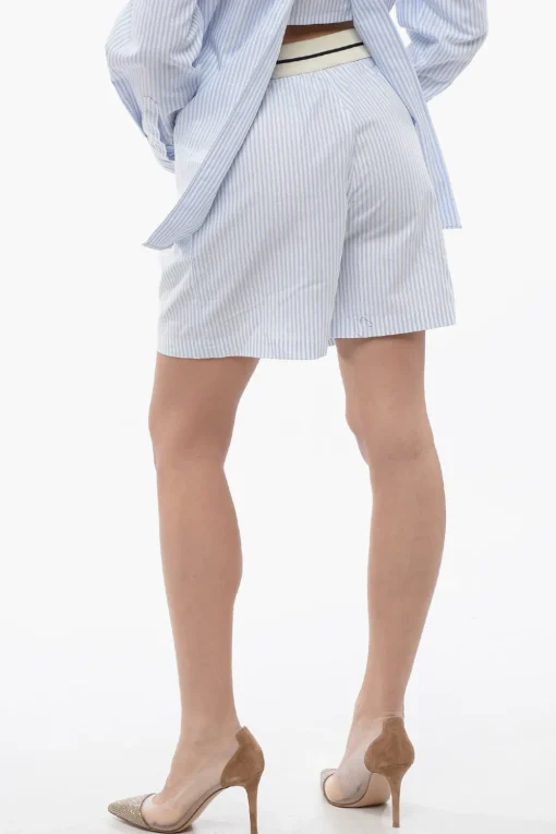 Sale Bermuda A Righe In Cotone Poplin Donna Pantaloni