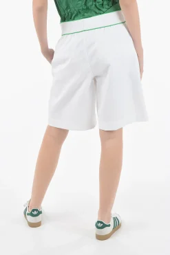 Outlet Bermuda in Cotone Sabbiato con Vita Elasticizzata e Logo Donna Pantaloni
