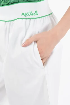 Outlet Bermuda in Cotone Sabbiato con Vita Elasticizzata e Logo Donna Pantaloni