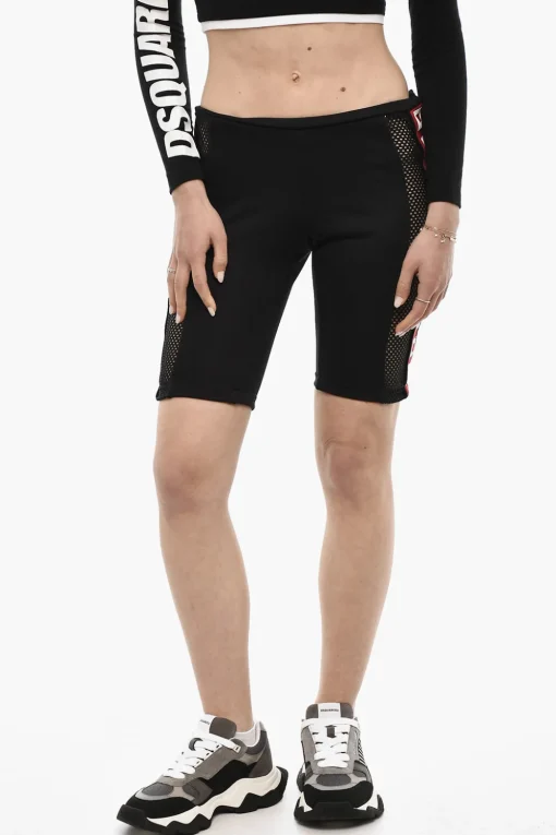 Discount Biker Shorts Con Dettagli Mesh E Banda Logata Donna Pantaloni