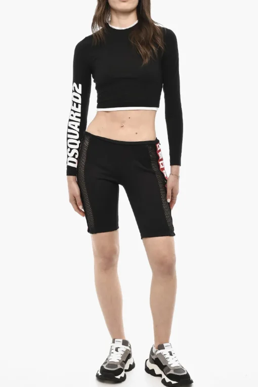 Discount Biker Shorts Con Dettagli Mesh E Banda Logata Donna Pantaloni