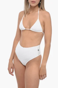 Best Bikini A Triangolo a Tinta unita e Taglio Alto Donna Costumi Da Bagno