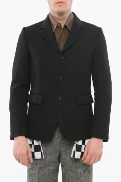 BLACK Blazer in Doppio Tessuto con Dettaglio a Scacchi>Comme Des Garçons Fashion