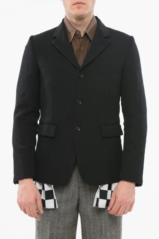 BLACK Blazer in Doppio Tessuto con Dettaglio a Scacchi>Comme Des Garçons Fashion