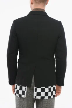 BLACK Blazer in Doppio Tessuto con Dettaglio a Scacchi>Comme Des Garçons Fashion
