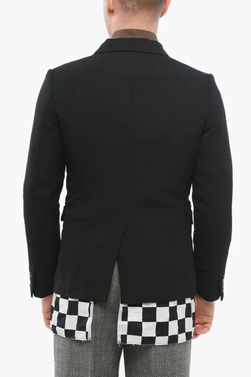 BLACK Blazer in Doppio Tessuto con Dettaglio a Scacchi>Comme Des Garçons Fashion
