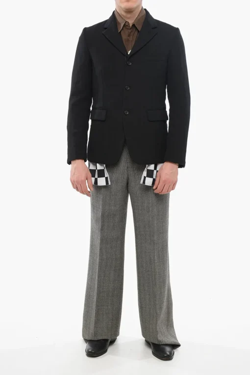 BLACK Blazer in Doppio Tessuto con Dettaglio a Scacchi>Comme Des Garçons Fashion