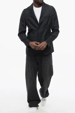Clearance BLACK Blazer Slim Fit con Tasche ad Aletta Uomo Giacche