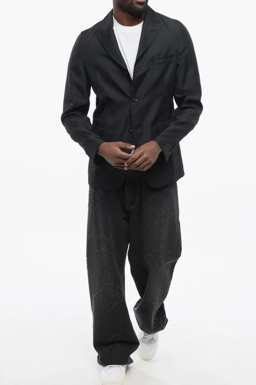 Clearance BLACK Blazer Slim Fit con Tasche ad Aletta Uomo Giacche